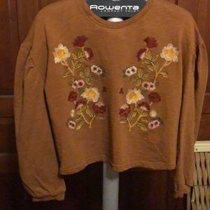 blu pepper Balloon Sleeve Crop Sweatshirt